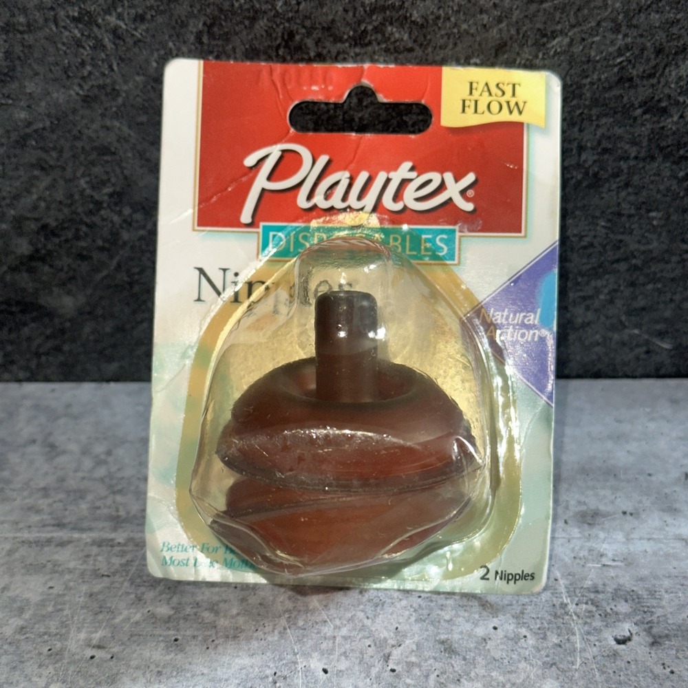 Vintage Playtex Natural Action Flat Top Latex Baby Bottle Nipples Fast Flow  (C)